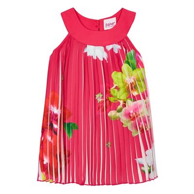 Baby girls' pink floral pleated dress